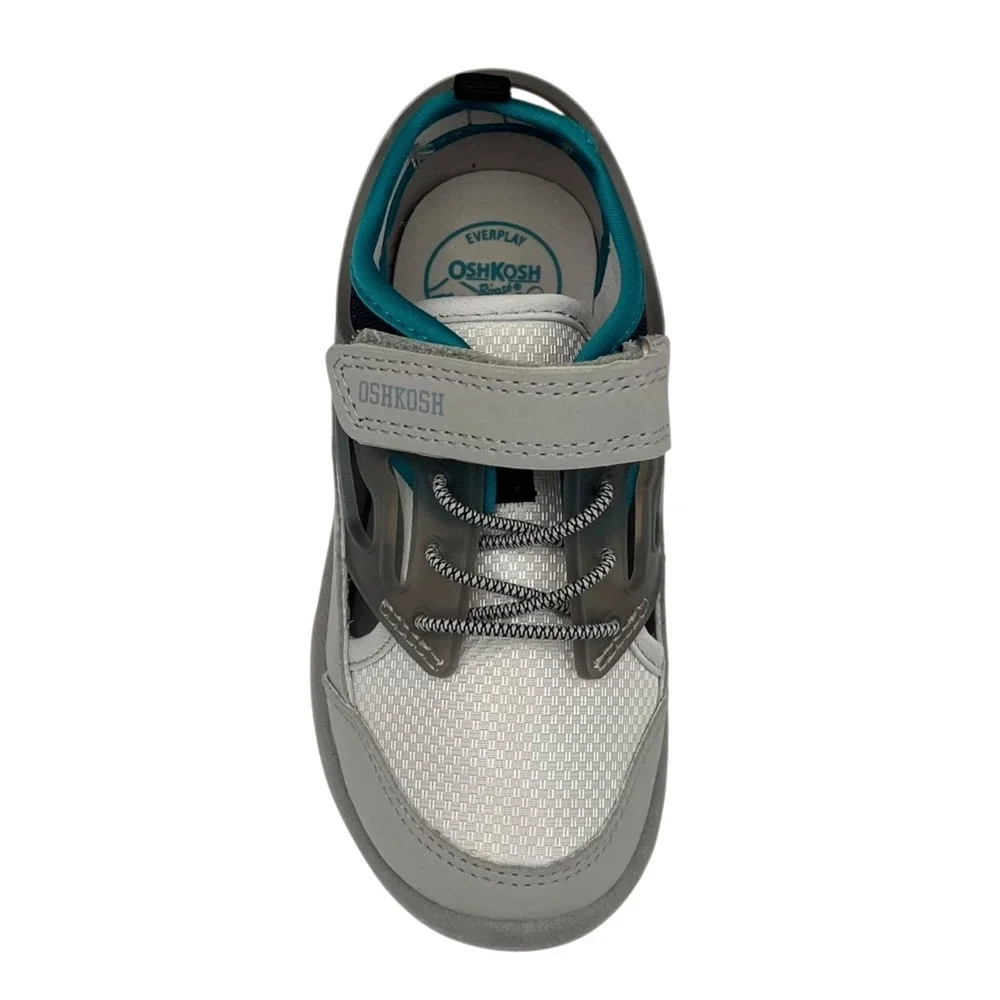 OshKosh Toddler Boys Slip-on Sport Sandals Size 8 Beige Gray‎ Aqua Closed Toe